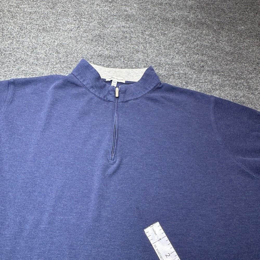 Peter Millar Sweatshirt Mens XXL Blue Cotton Modal Blend Quarter Zip Pullover - Picture 3 of 12